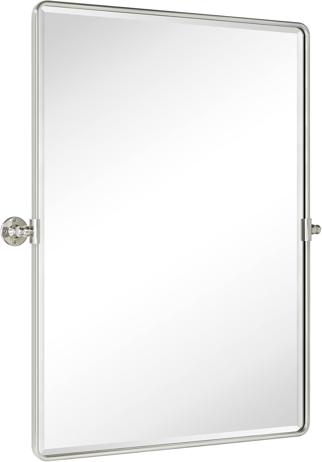 TEHOME Pivot Mirror Brushed Nickel Vanity Mirror Large Black Metal Framed Rectangle Tilting Beveled Vanity Mirrors for Wall, Vertical Hanging, Overall 34.14 x 40 inches (Mirrror 30 x 40 inches)